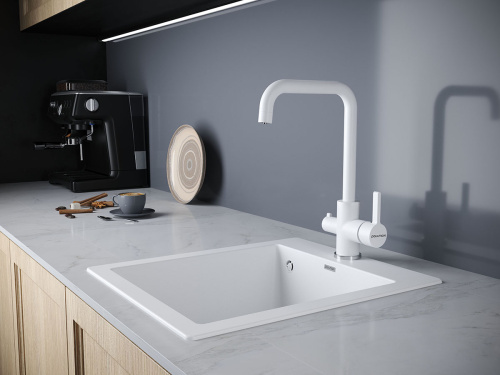 Смеситель для кухни Paulmark LOGAS Lo213021-431TW на раковину белый матовый - фото 2